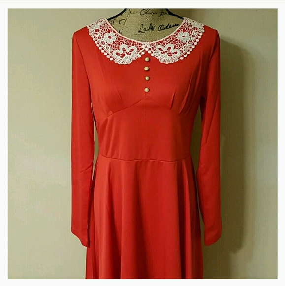 red peter pan dress